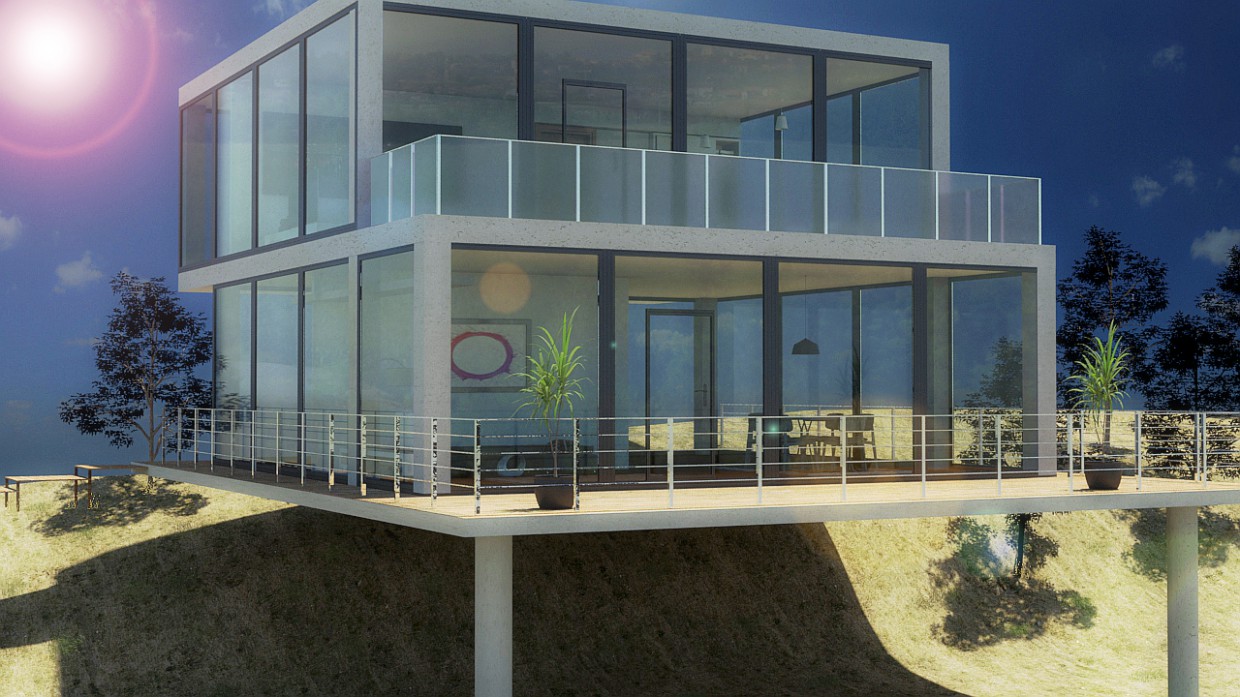 Casa do vítrea em 3d max mental ray imagem