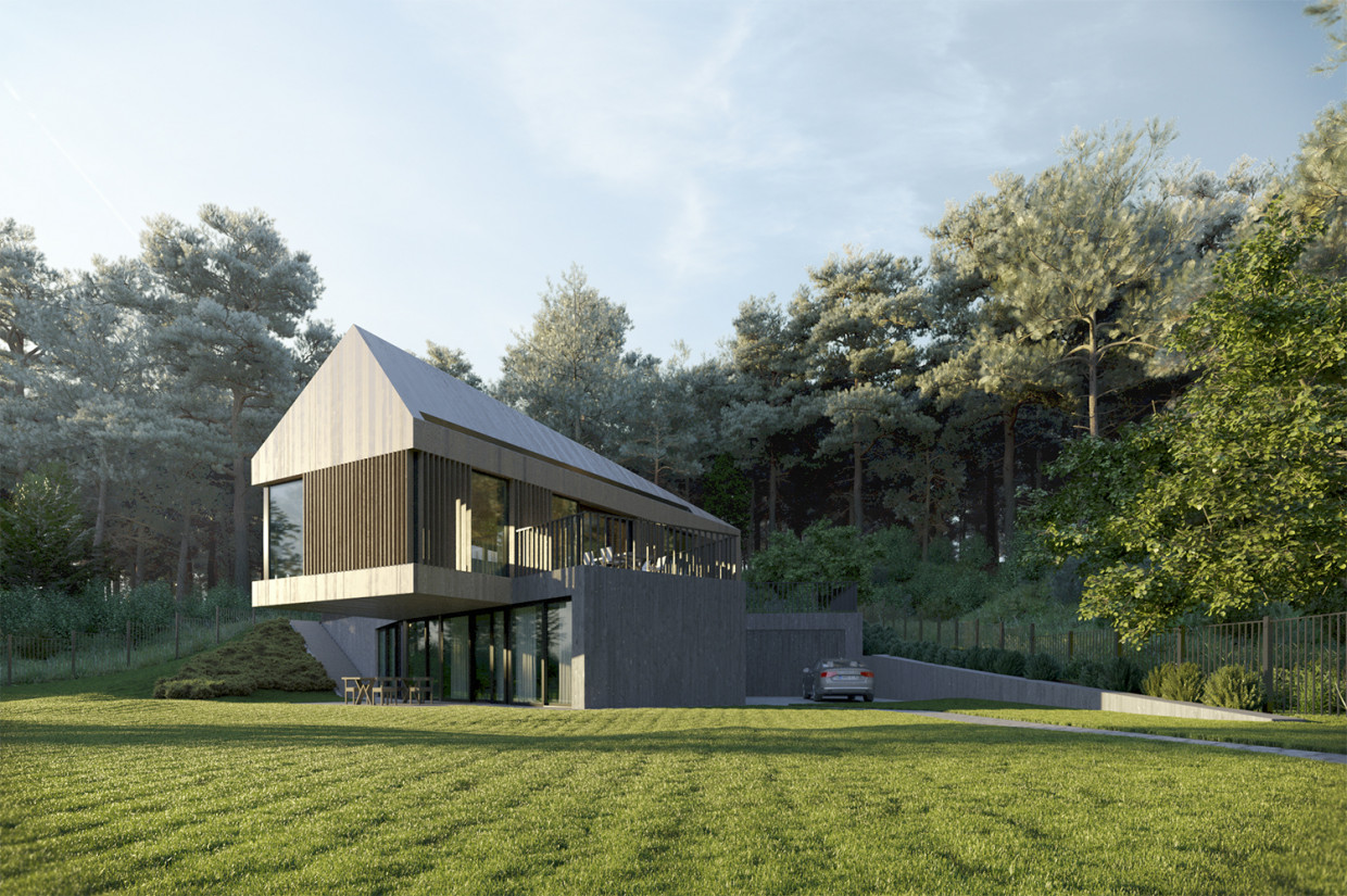 Forest house in 3d max corona render image