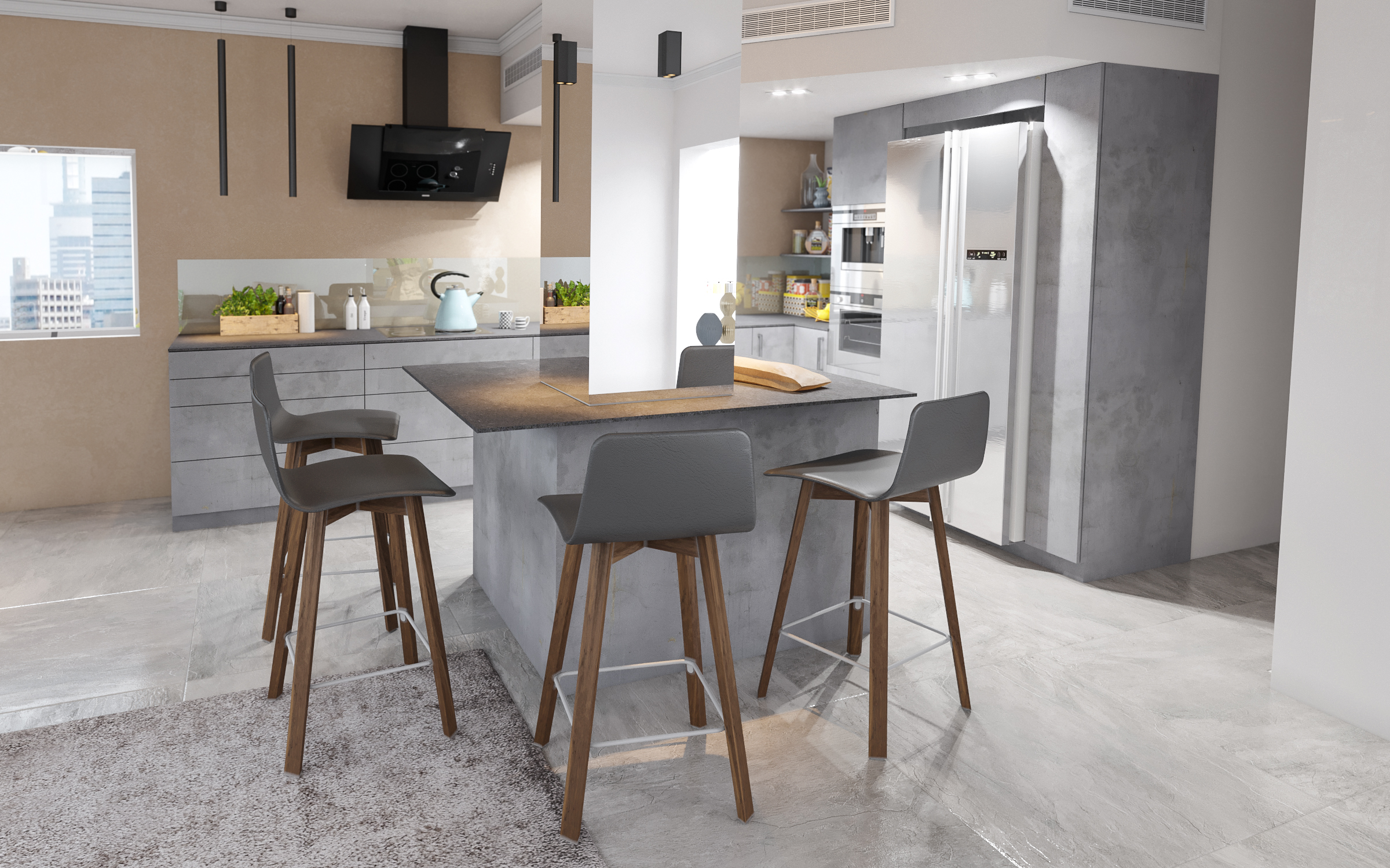 Cuisine moderne dans 3d max corona render image