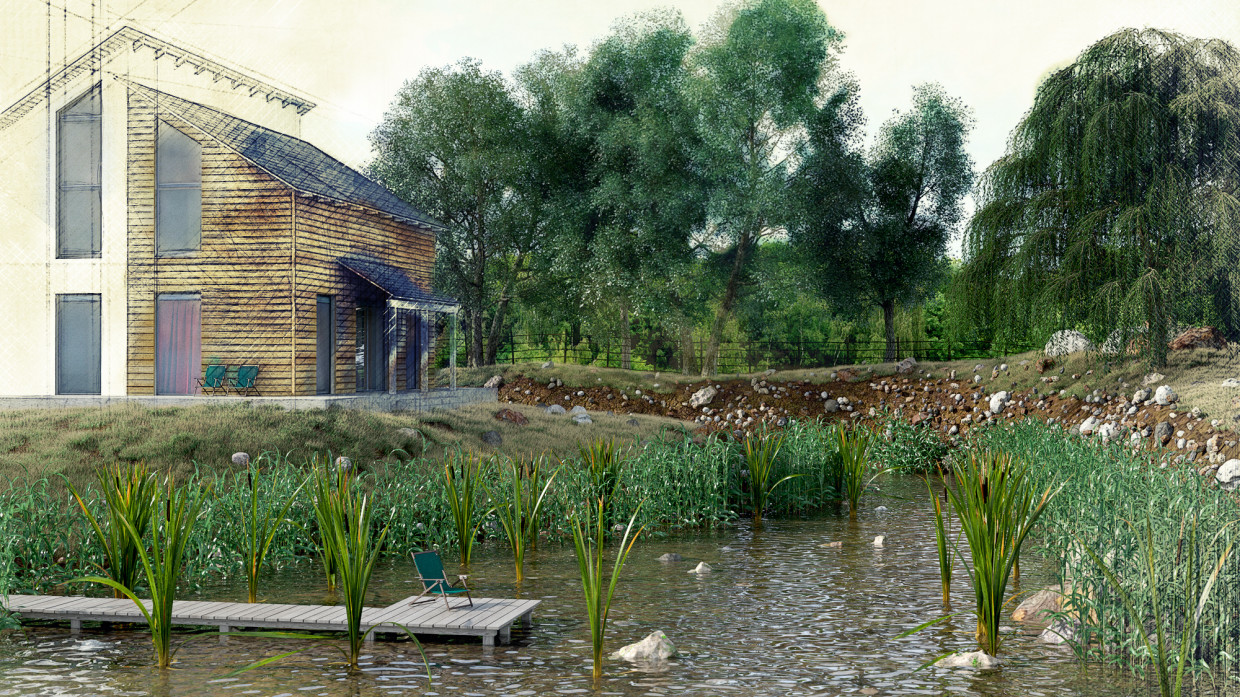 River in 3d max vray 3.0 image