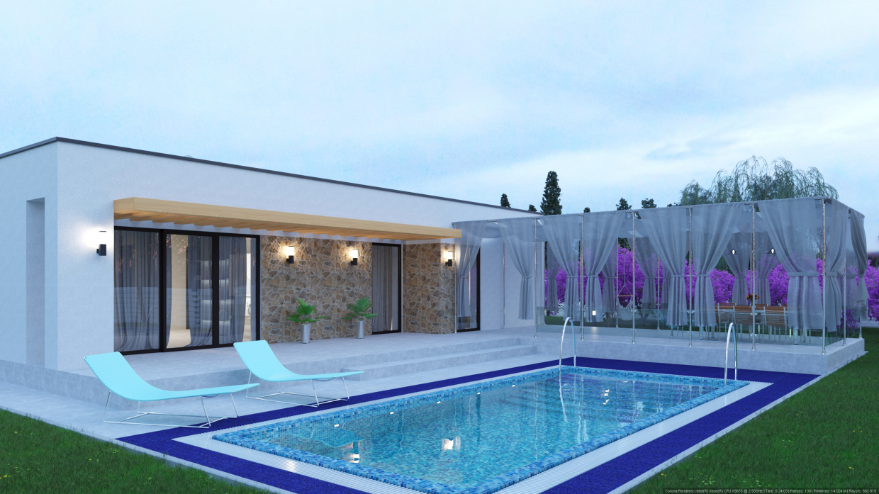 Casa na trama V2 em 3d max corona render imagem