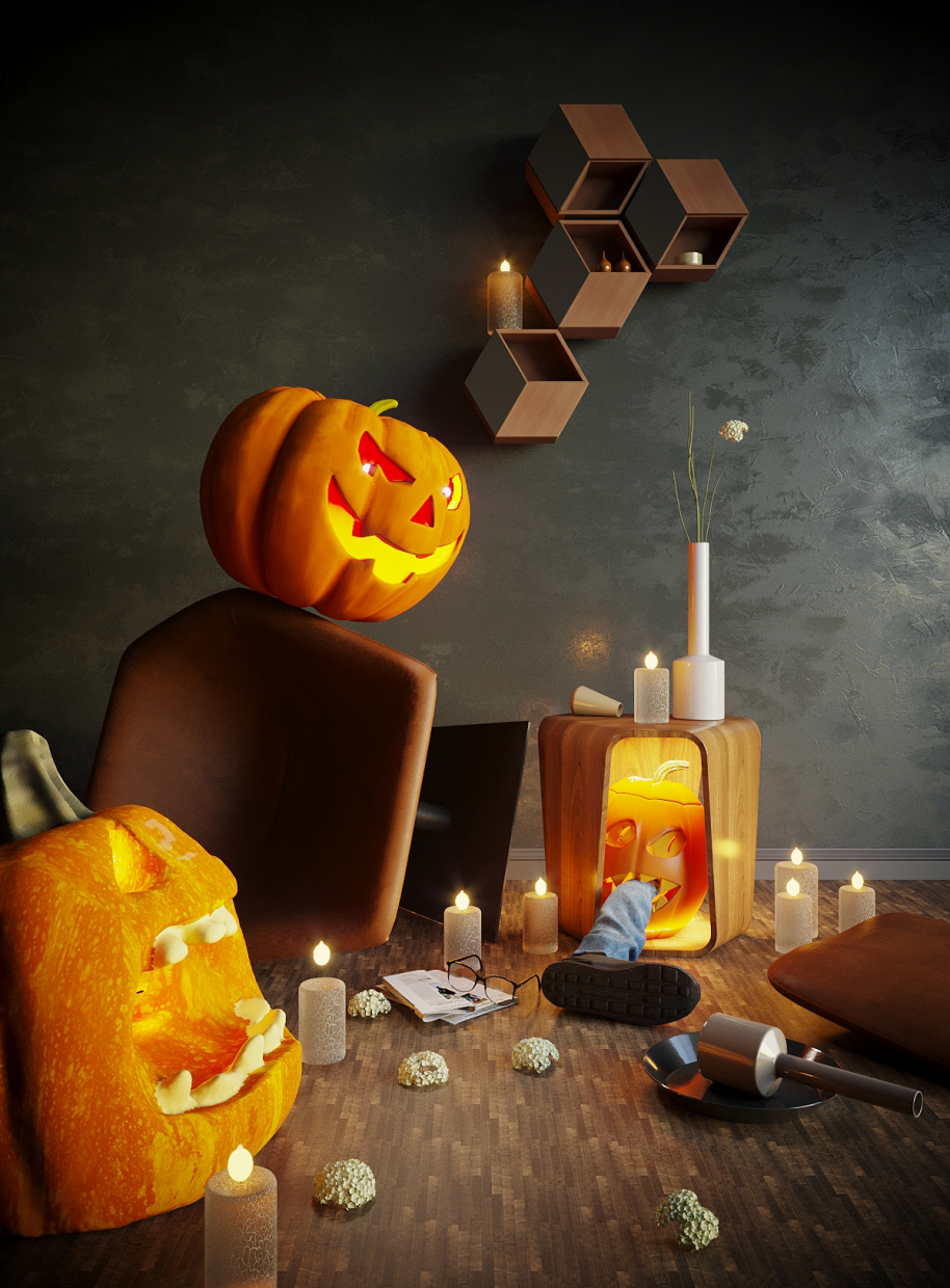 Invasion. Halloween in 3d max corona render Bild