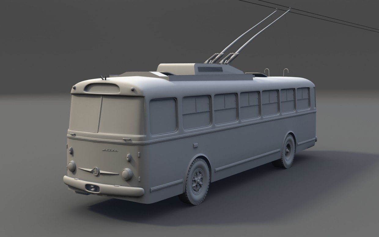 Trolleybus in Maya mental ray image