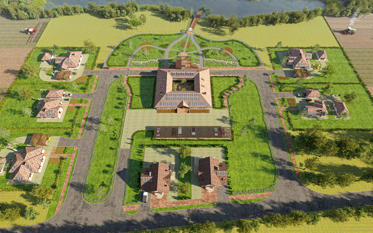 ECOFERMA sur une superficie de 2,4 hectares dans 3d max corona render image