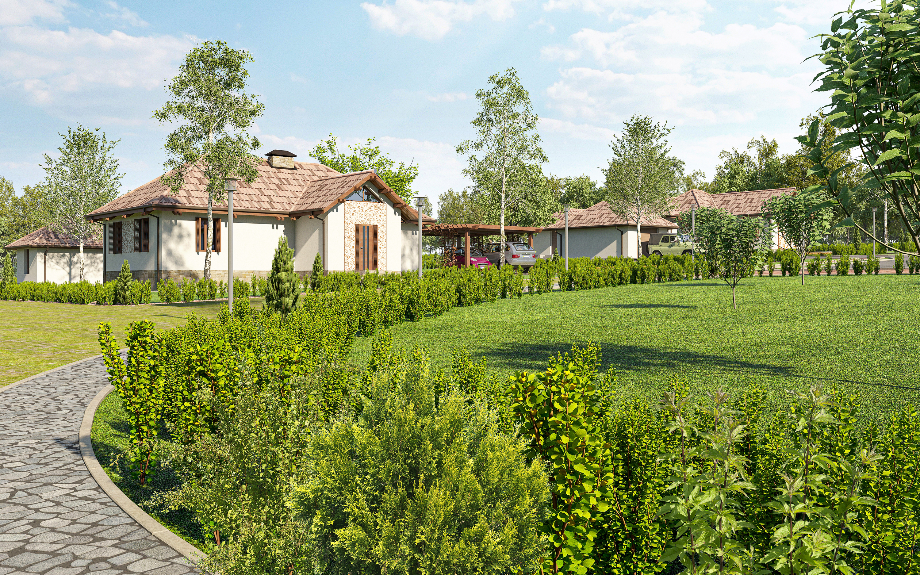 ECOFERMA sur une superficie de 2,4 hectares dans 3d max corona render image