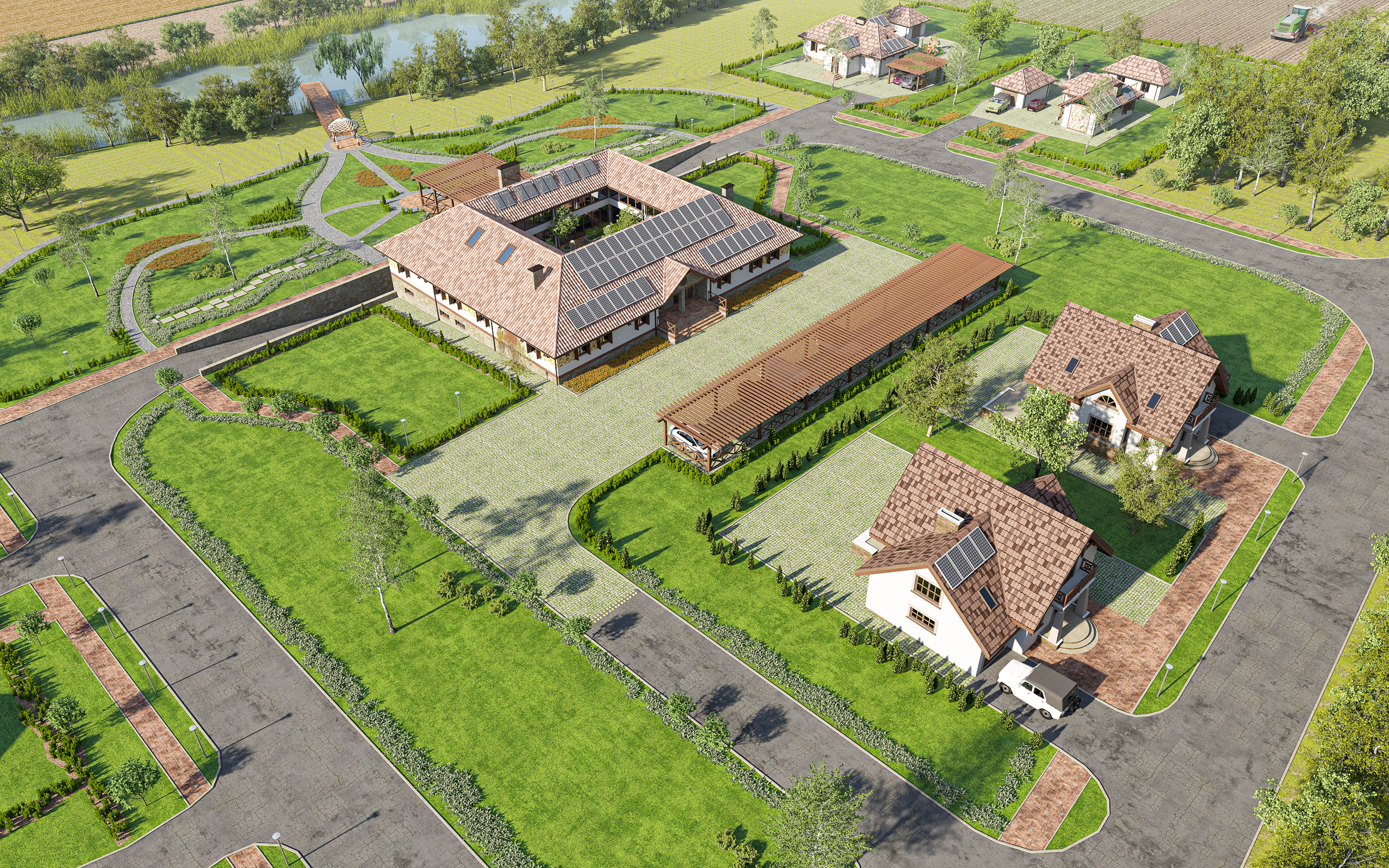 ECOFERMA sur une superficie de 2,4 hectares dans 3d max corona render image