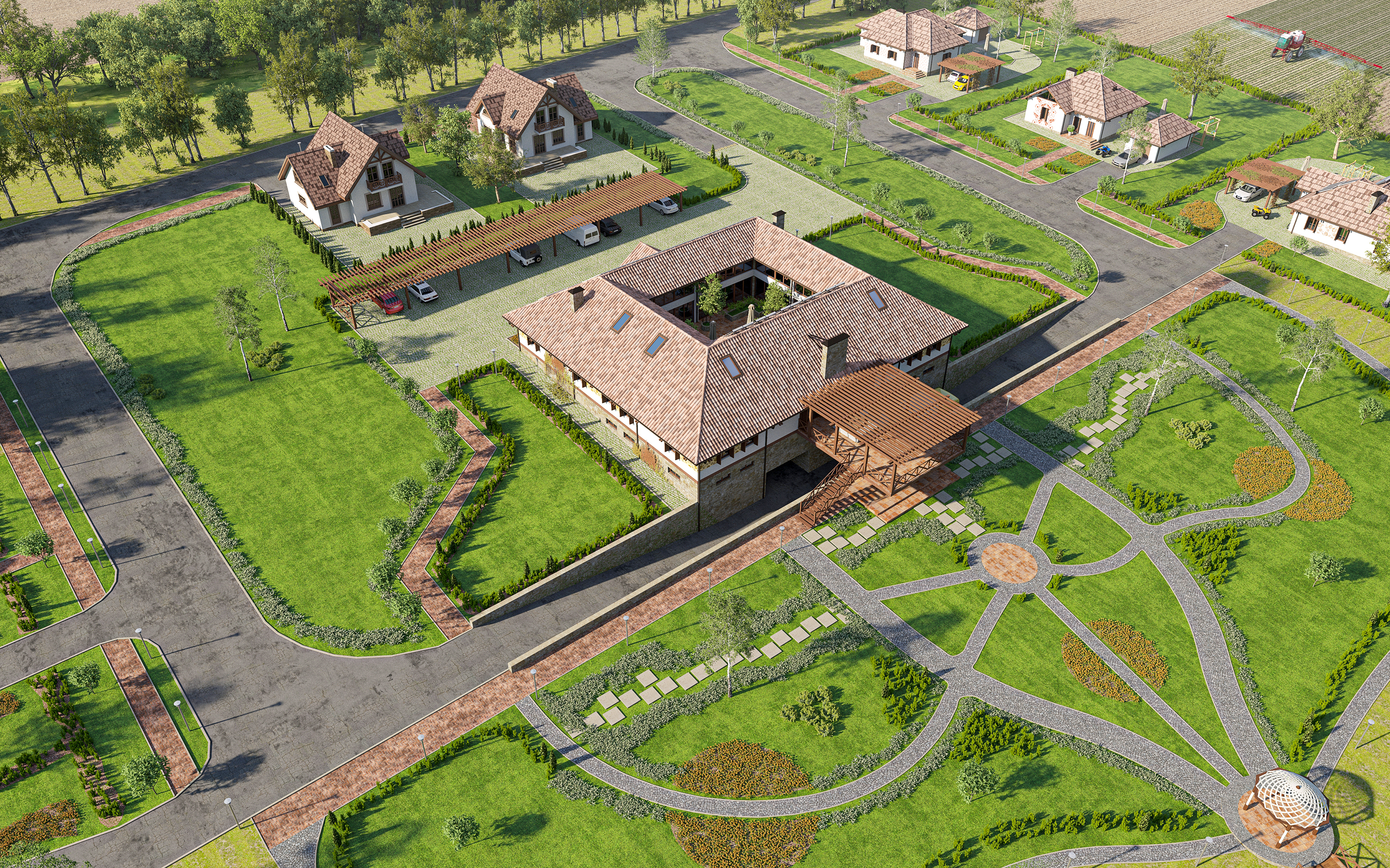 ECOFERMA sur une superficie de 2,4 hectares dans 3d max corona render image