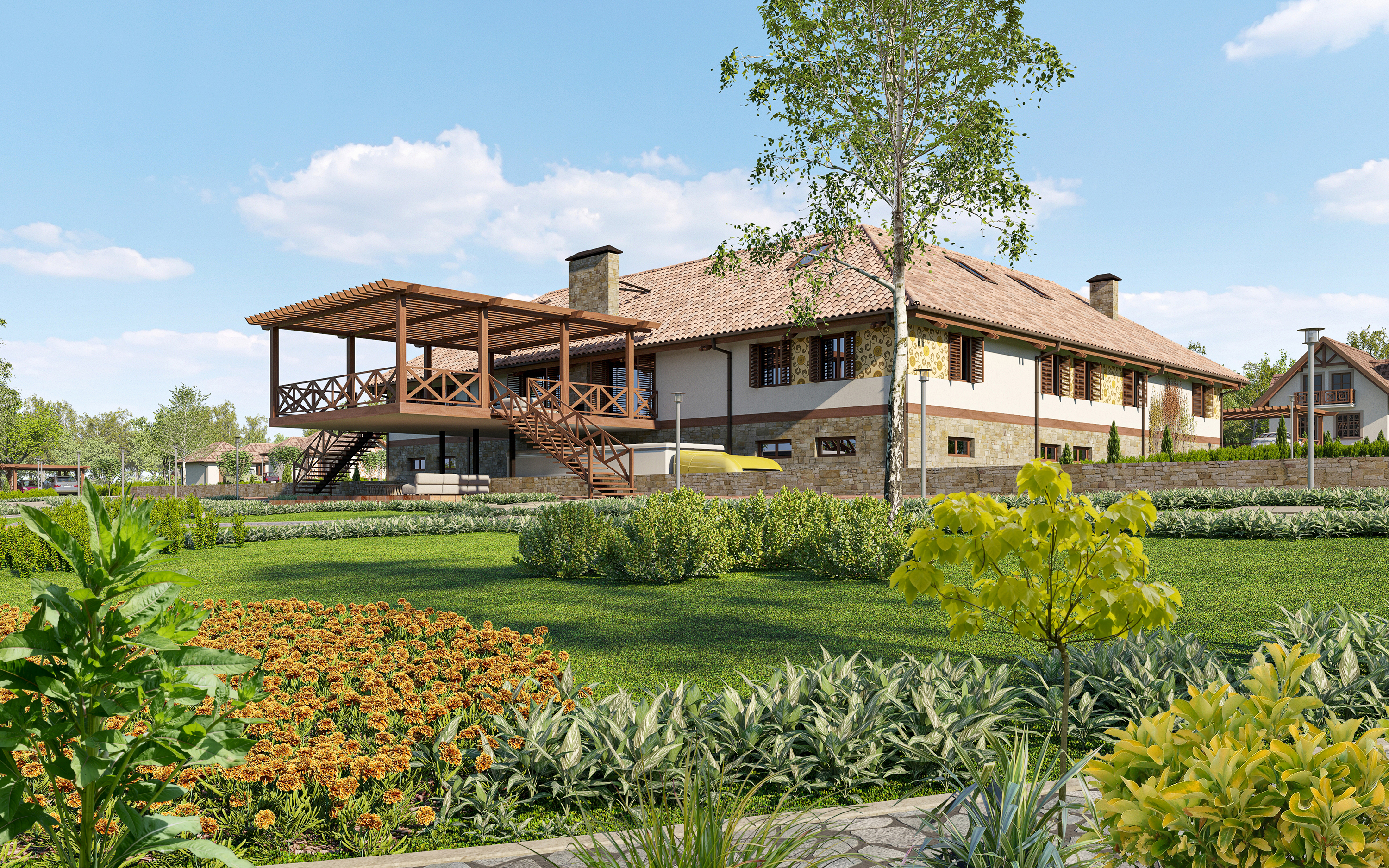 ECOFERMA sur une superficie de 2,4 hectares dans 3d max corona render image