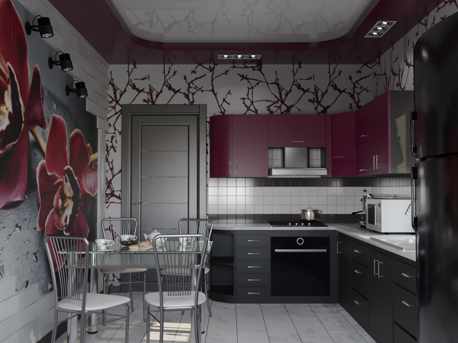 Cucina in 3d max corona render immagine