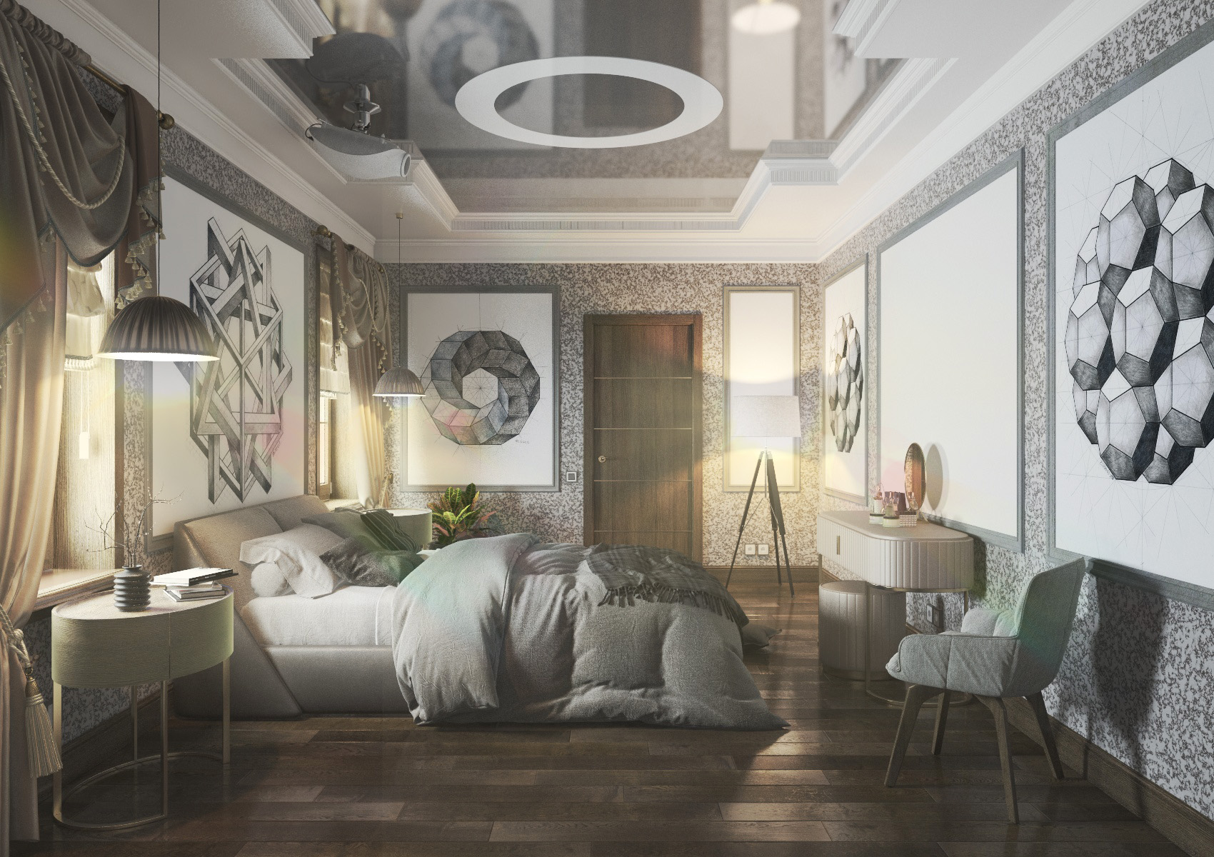 Gemütliches Schlafzimmer mit Beamer. in 3d max vray 3.0 Bild