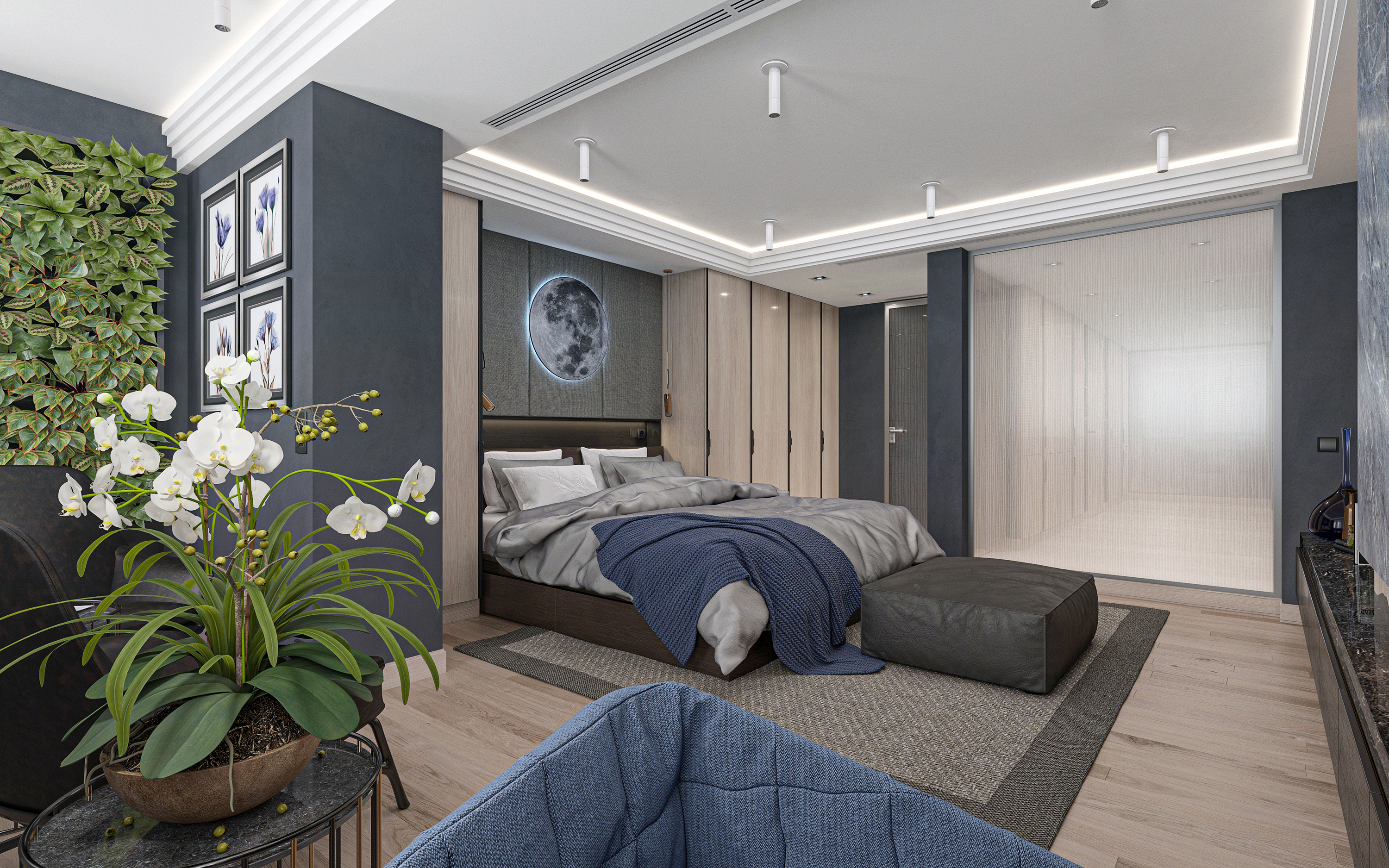 Schlafzimmer Nr. 1 (S = 26,2 m2) in 3d max corona render Bild