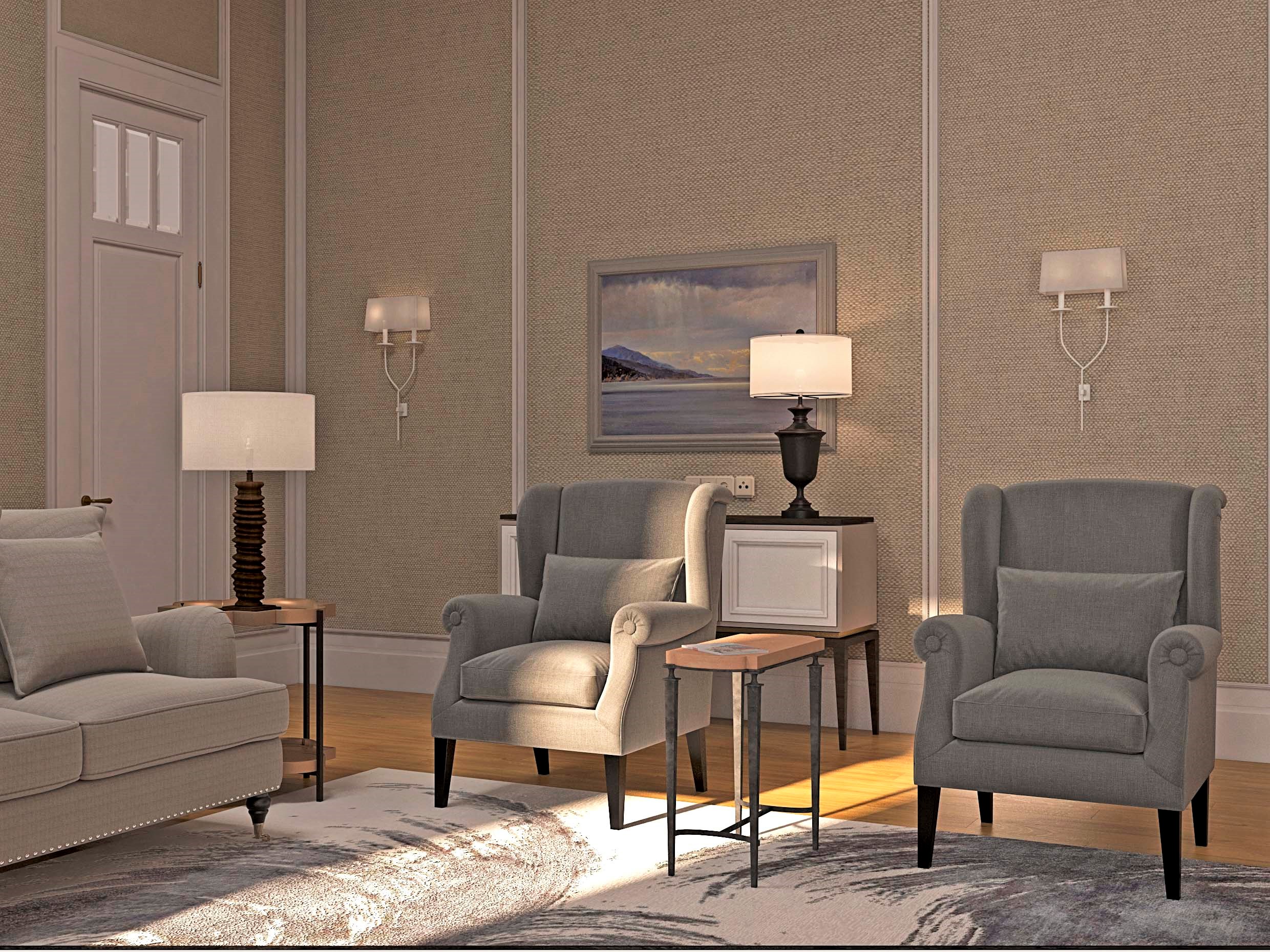 Living room in a private house. in 3d max vray 3.0 image