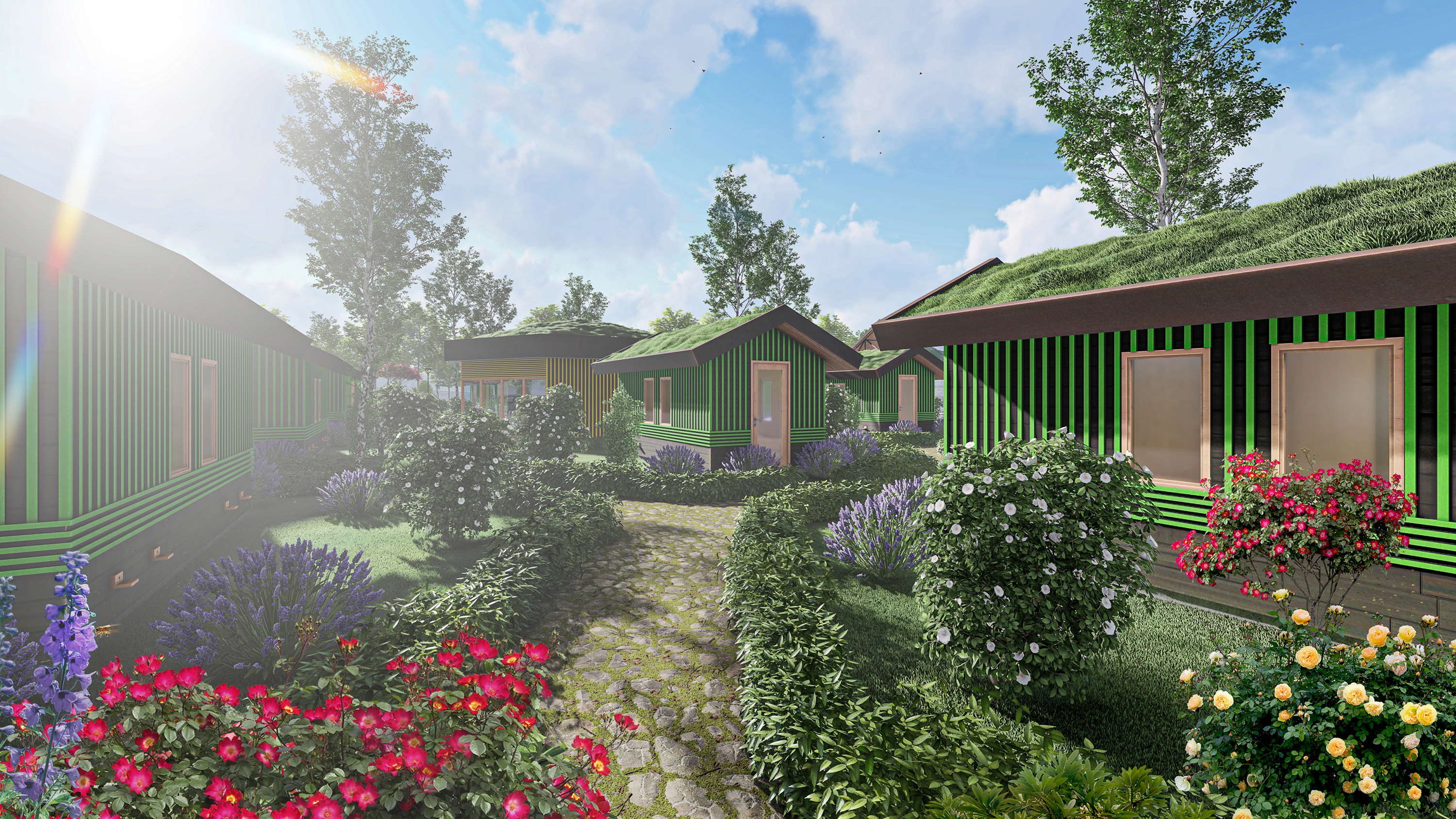 imagen de Concepto. HOSPITAL para 12 casas API. en 3d max corona render