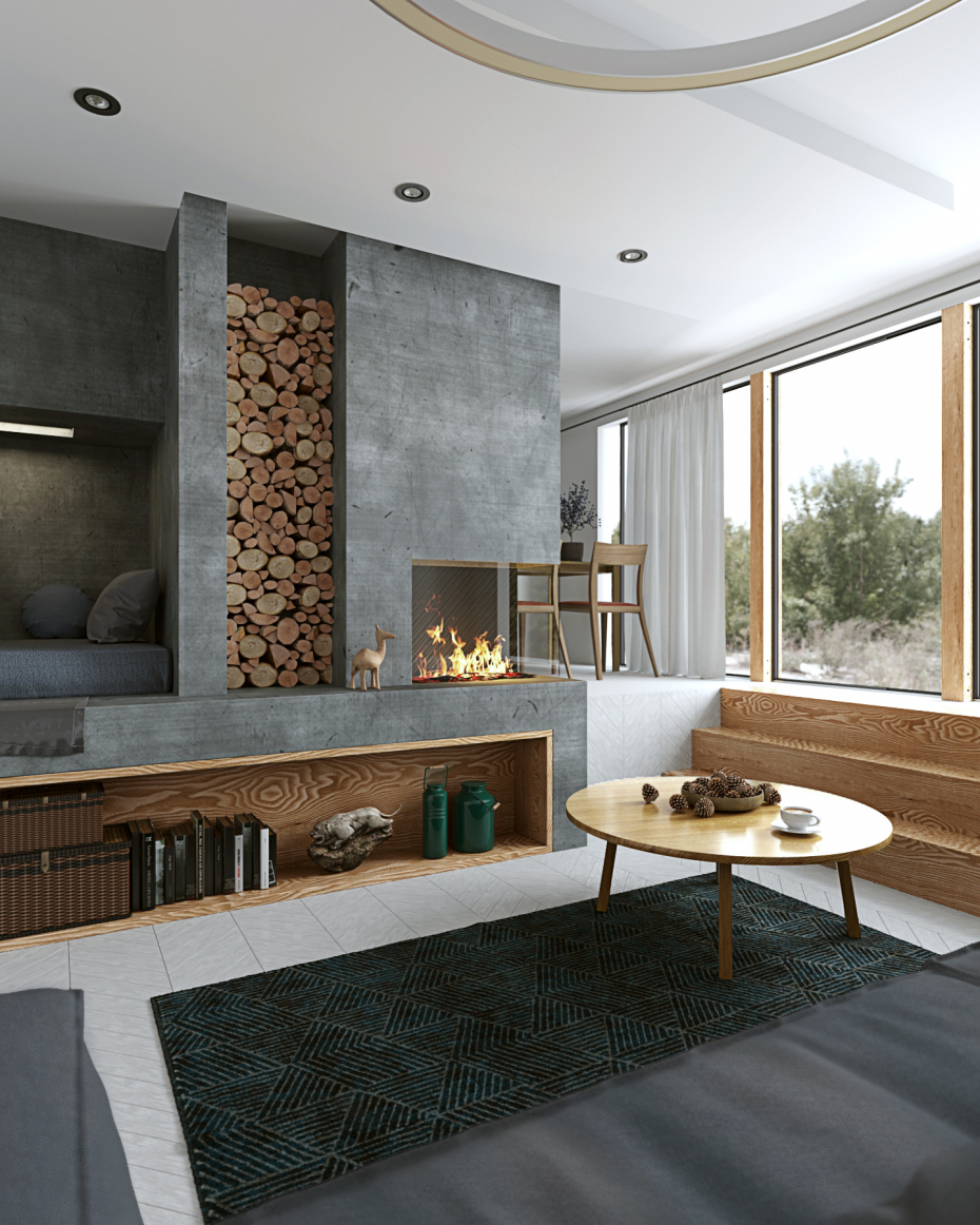 Sala de estar em 3d max corona render imagem