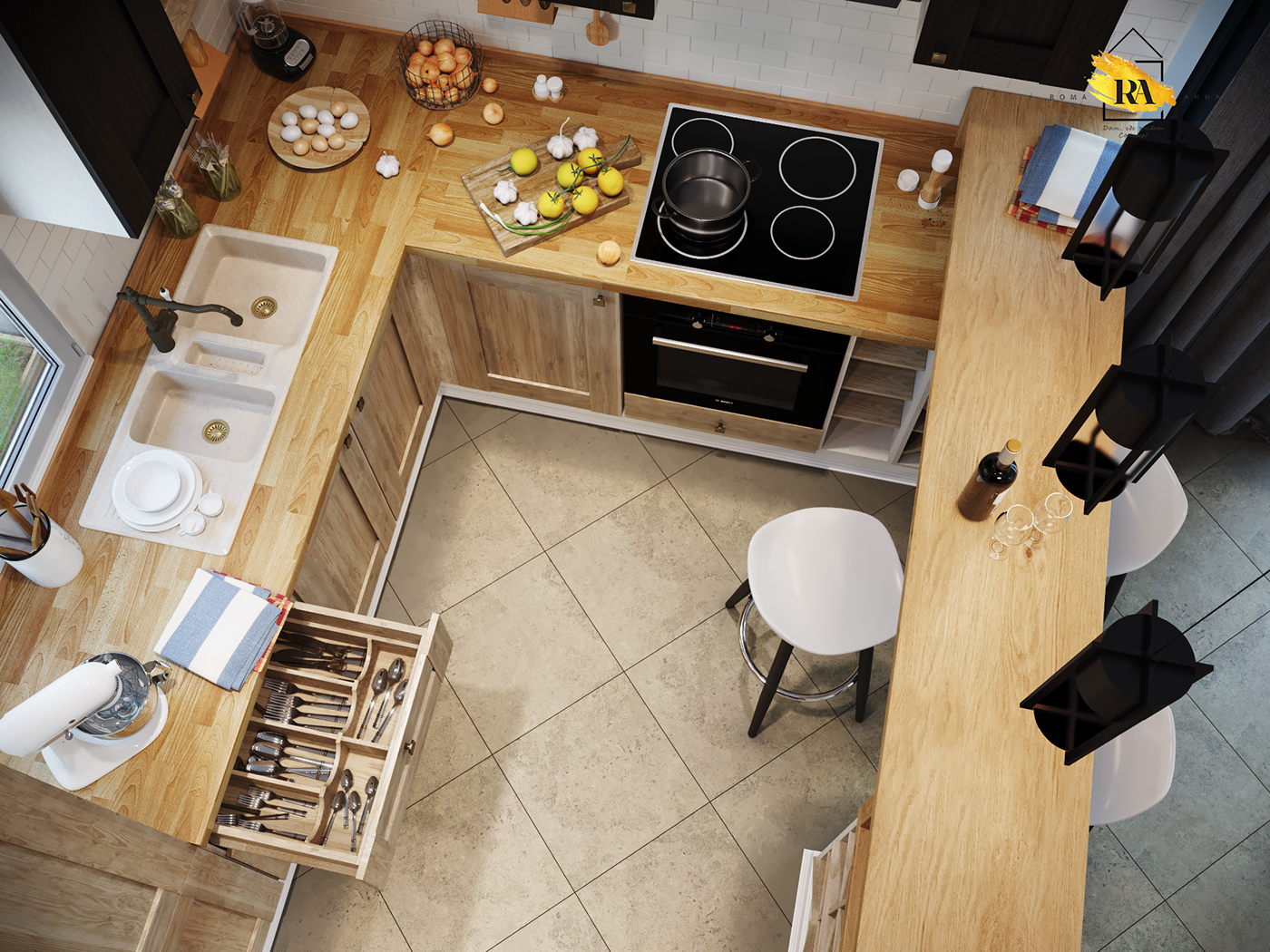 Cuisine Pays insolite dans 3d max corona render image