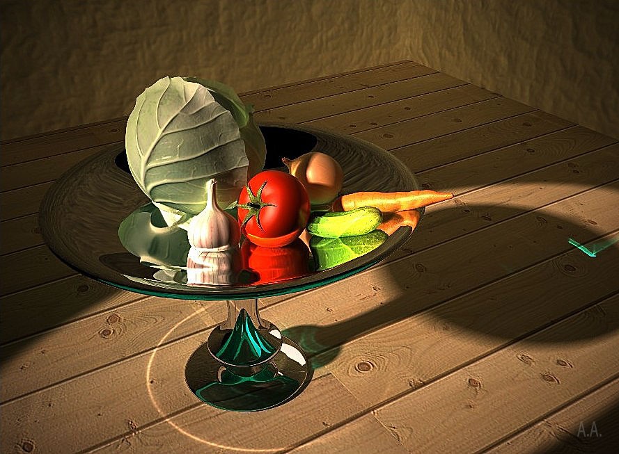 Natureza morta com legumes em 3d max vray imagem