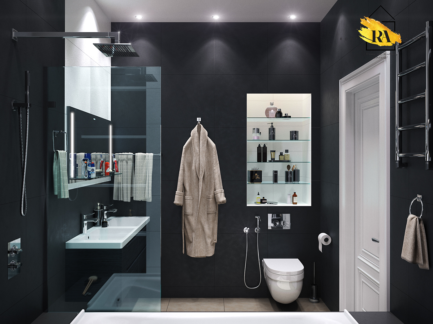 Bathroom visualization in 3d max corona render image