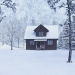 Maison dans la forêt d'hiver