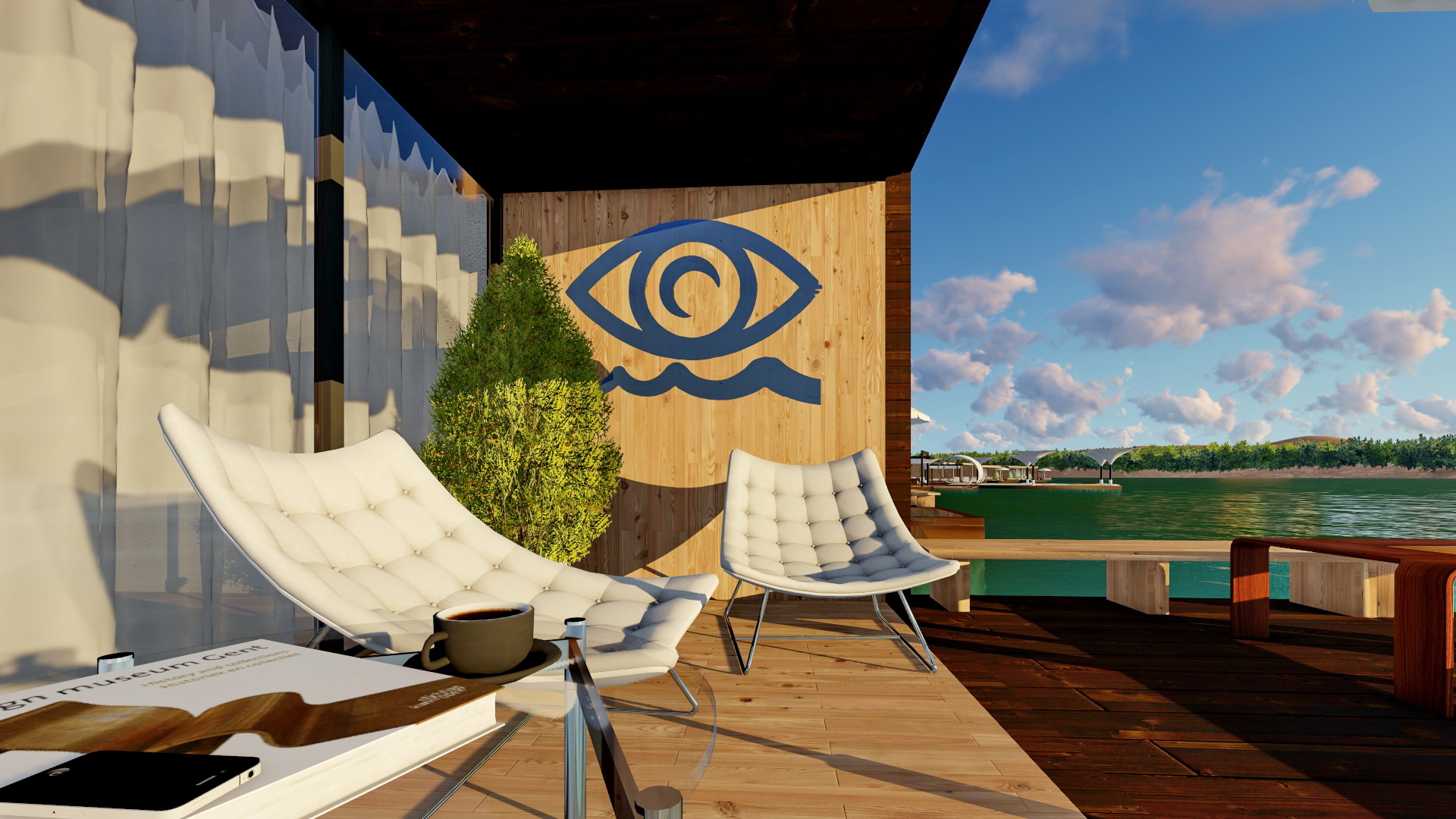 resort galleggiante sullo skyline in 3d max Other immagine