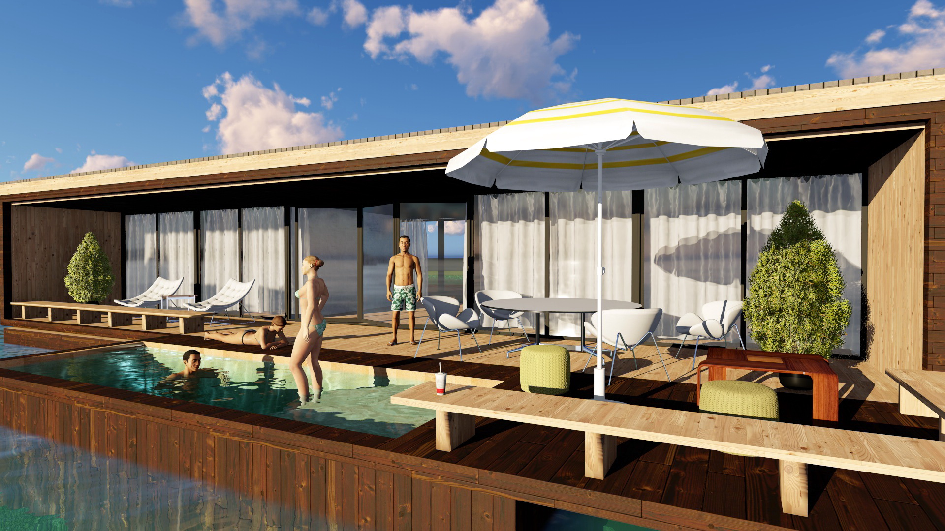 resort galleggiante sullo skyline in 3d max Other immagine