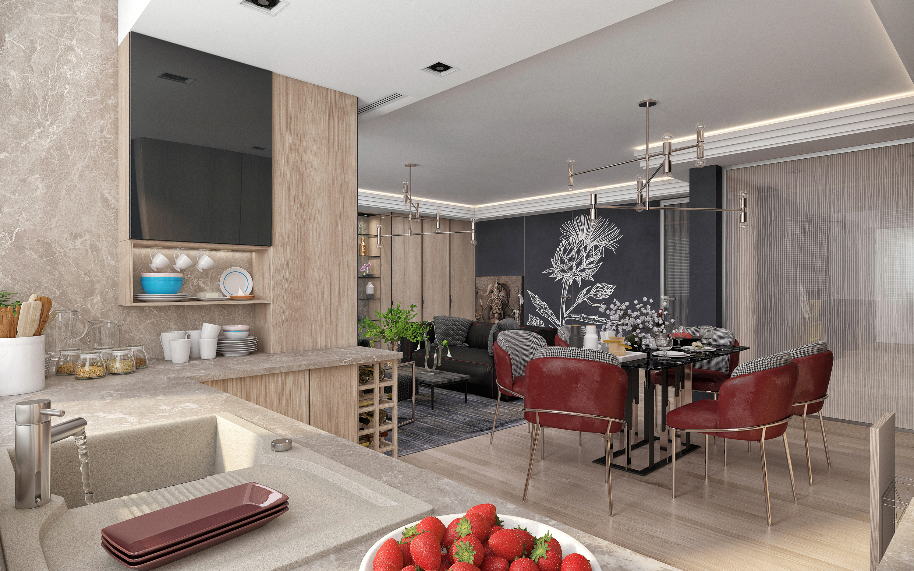 Appartement à Kiev. dans 3d max corona render image