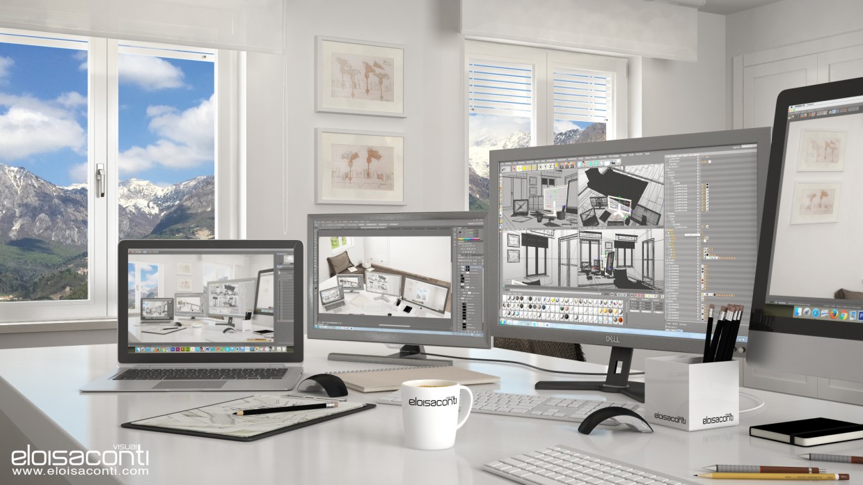 Dağ office Annette: yaşam 3d görüntü in Cinema 4d vray 2.5 resim