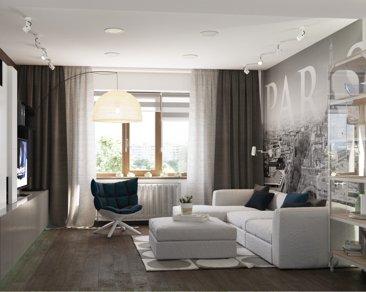 Living room in 3d max corona render image