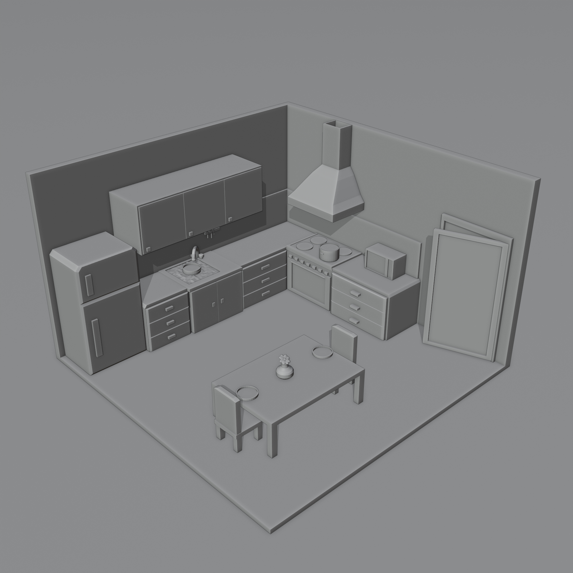 Kitchen (Low poly) в Blender cycles render зображення