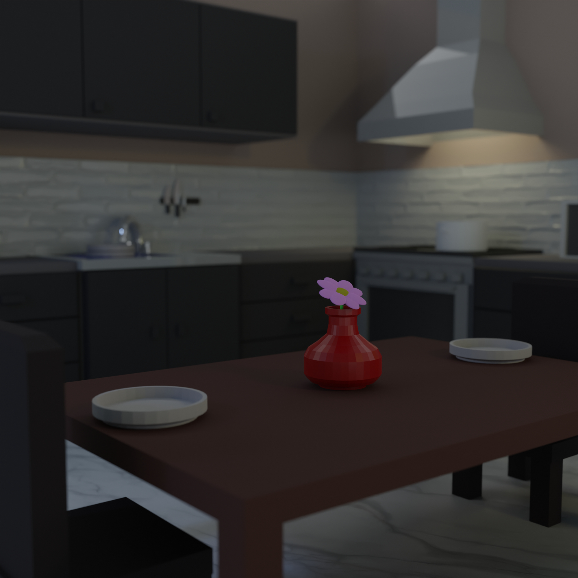 Cozinha (Baixo poli) em Blender cycles render imagem