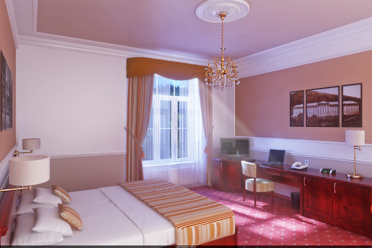 Otel Radyum Sarayı (Jáchymov, Çek Cumhuriyeti) de oda. in 3d max vray 3.0 resim