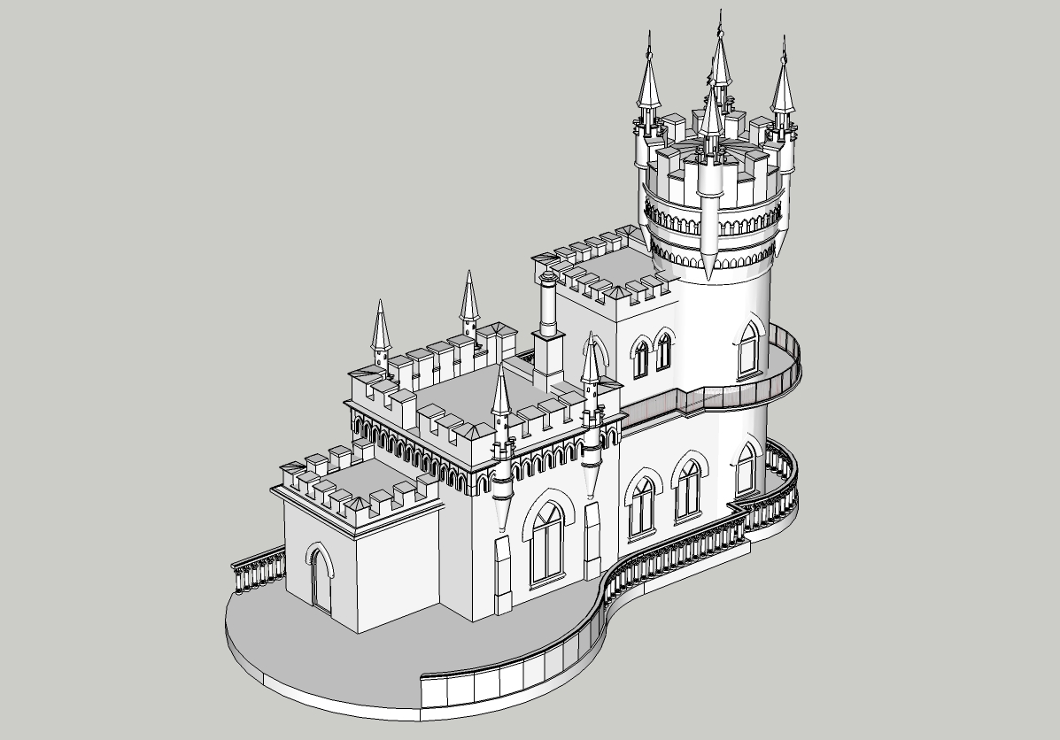 कैसल मॉडल "स्वैलस नेस्ट" SketchUp vray 3.0 में प्रस्तुत छवि