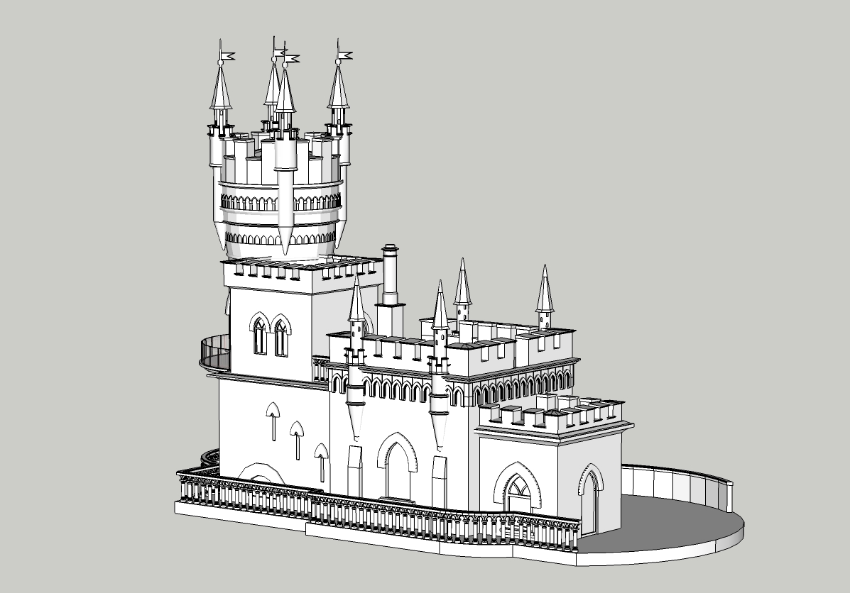 Schlossmodell "Schwalbennest" in SketchUp vray 3.0 Bild