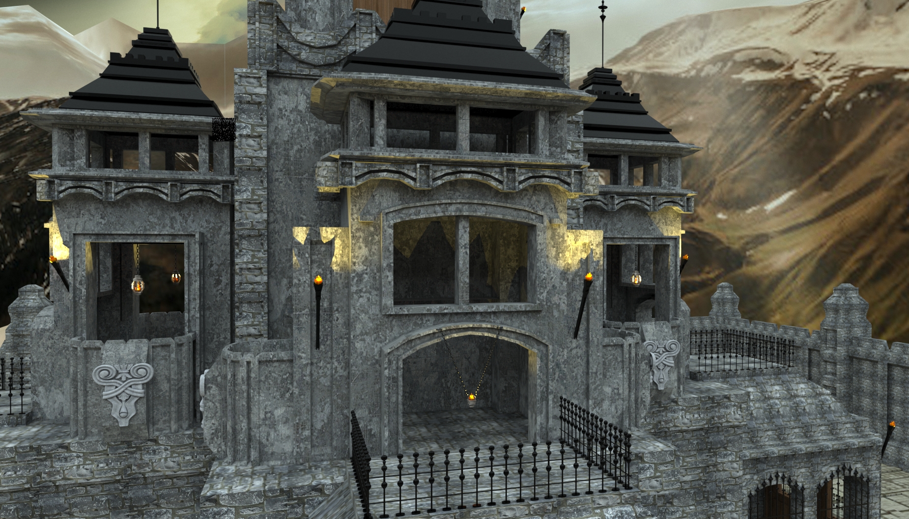 Ancient castle in 3d max vray 3.0 image