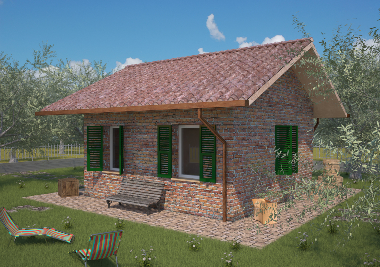 Small nice house in Blender maxwell render image