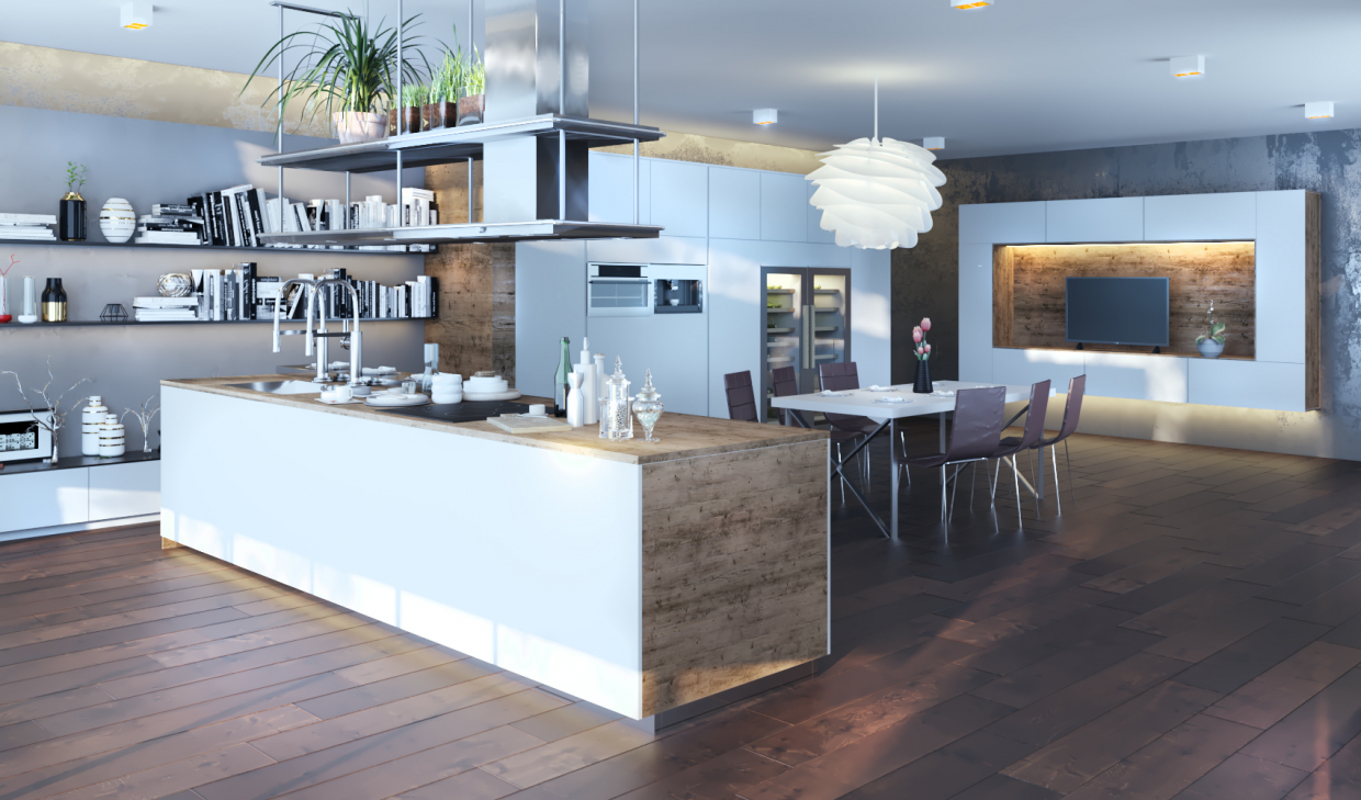 Cucina in 3d max corona render immagine