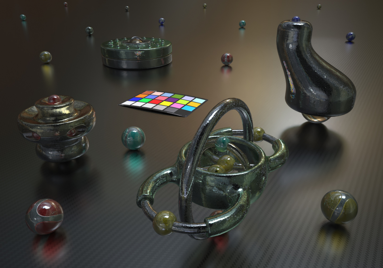 Ensemble d'objets dans Blender maxwell render image