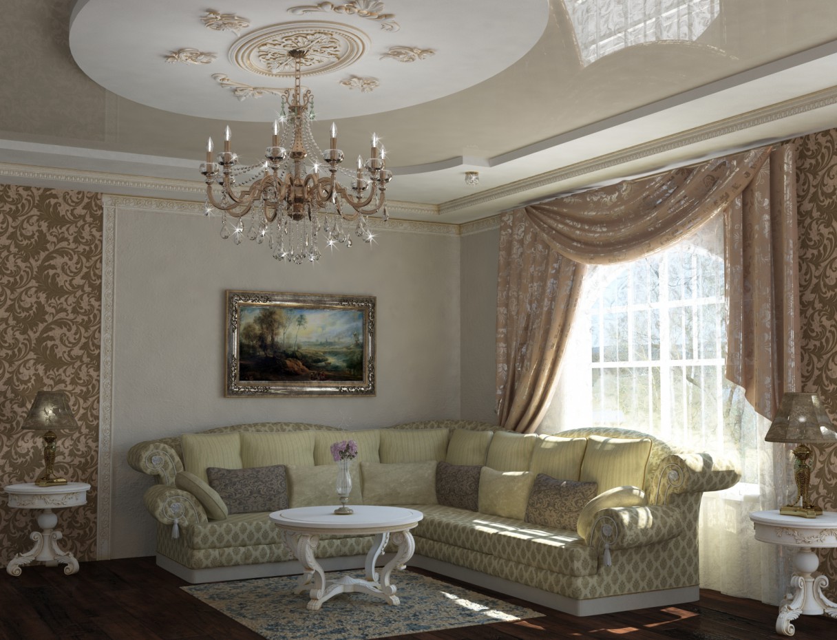 classic living room in 3d max vray image