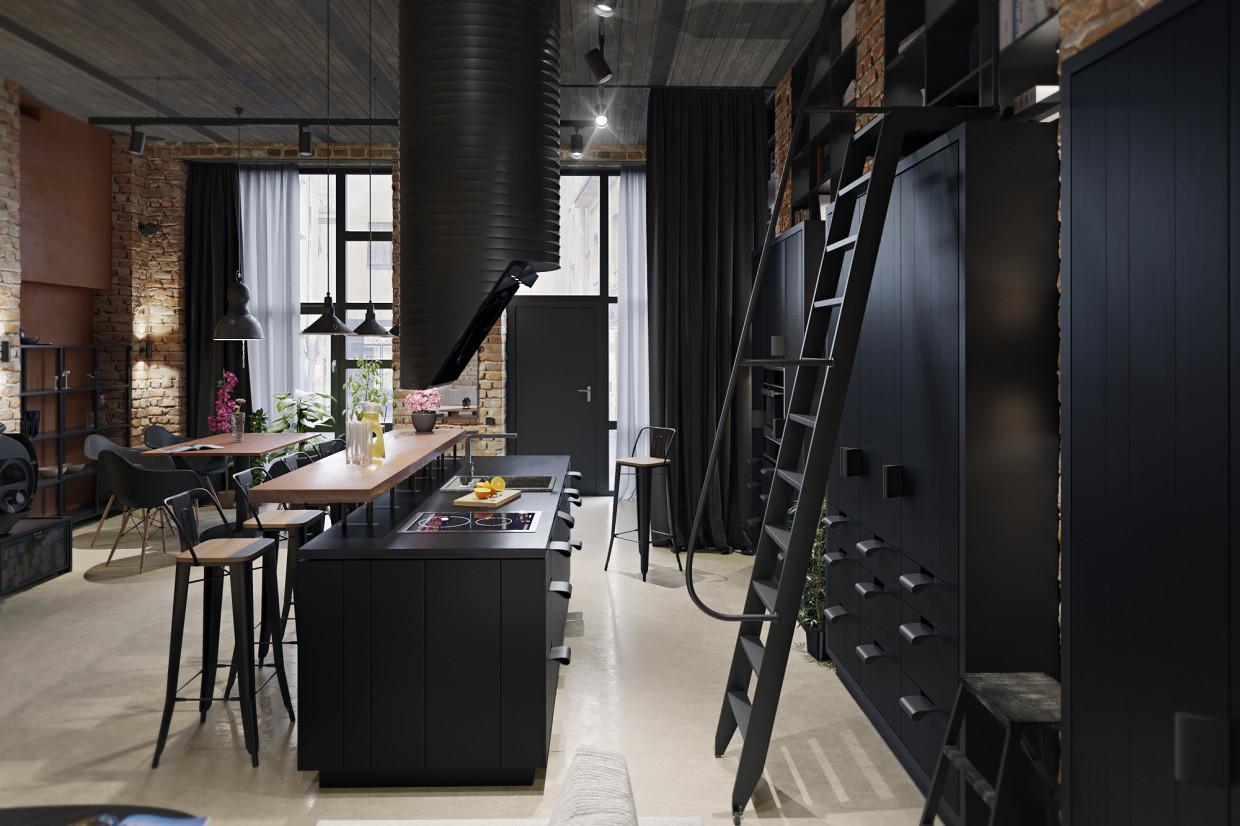 Loft Brutal en Lettonie dans 3d max corona render image