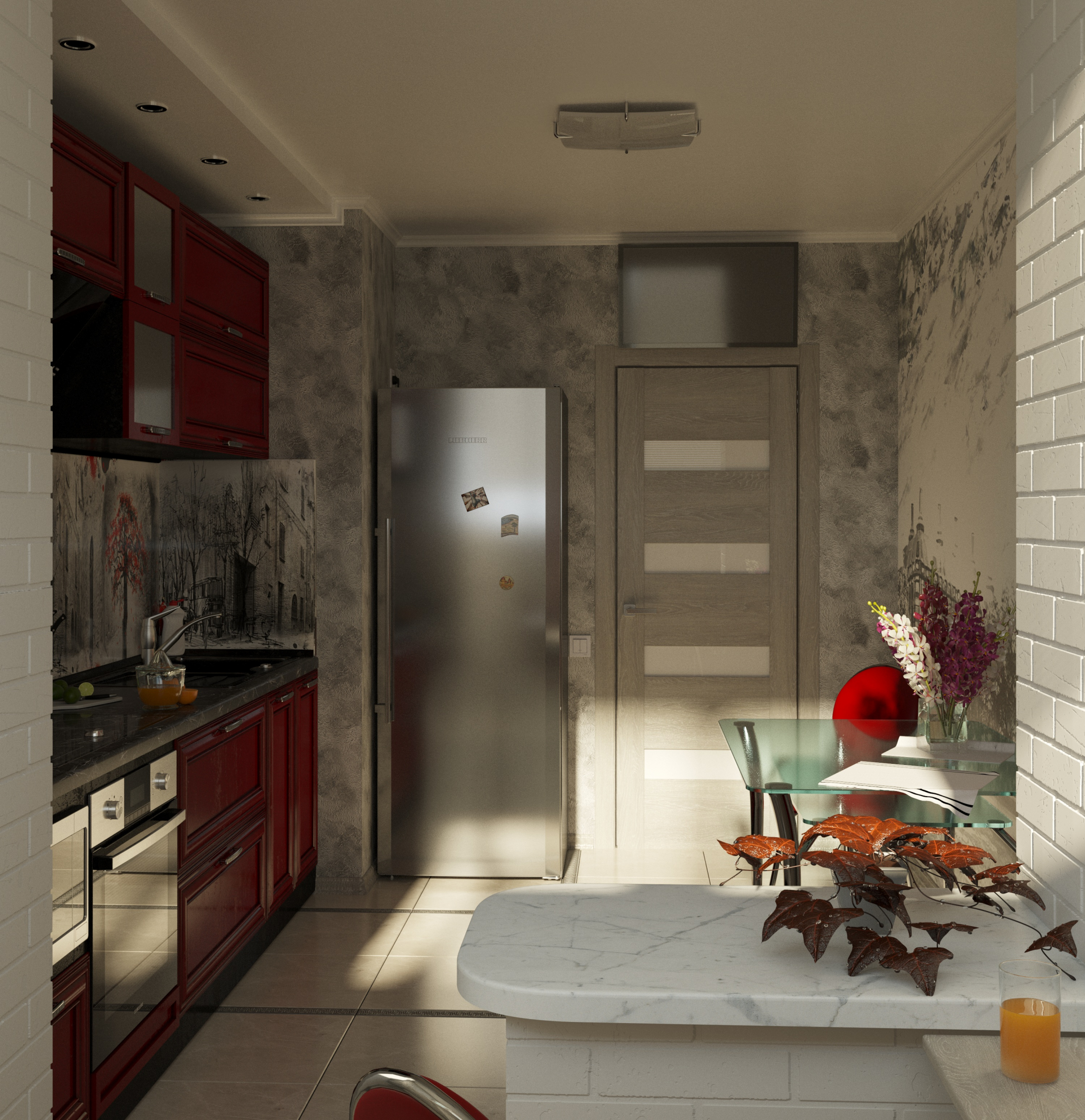 cuisine de deux pièces dans 3d max corona render image