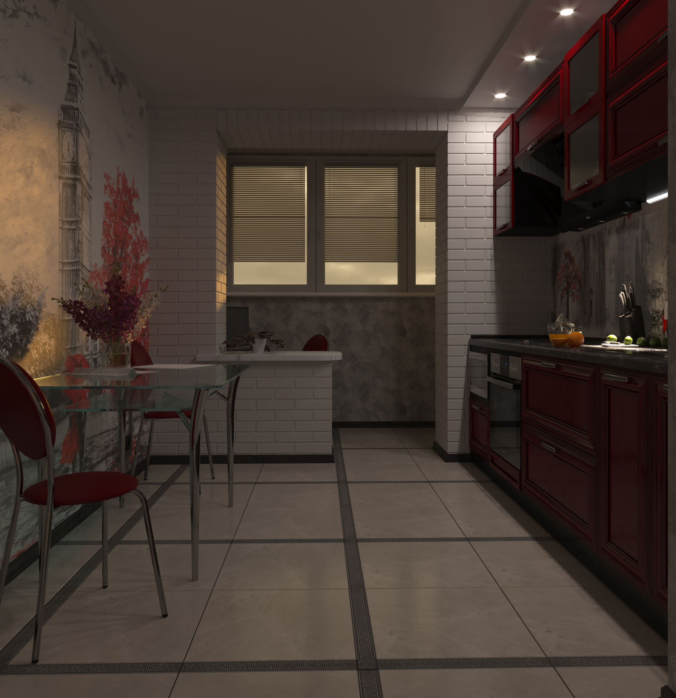 cozinha de dois quartos em 3d max corona render imagem