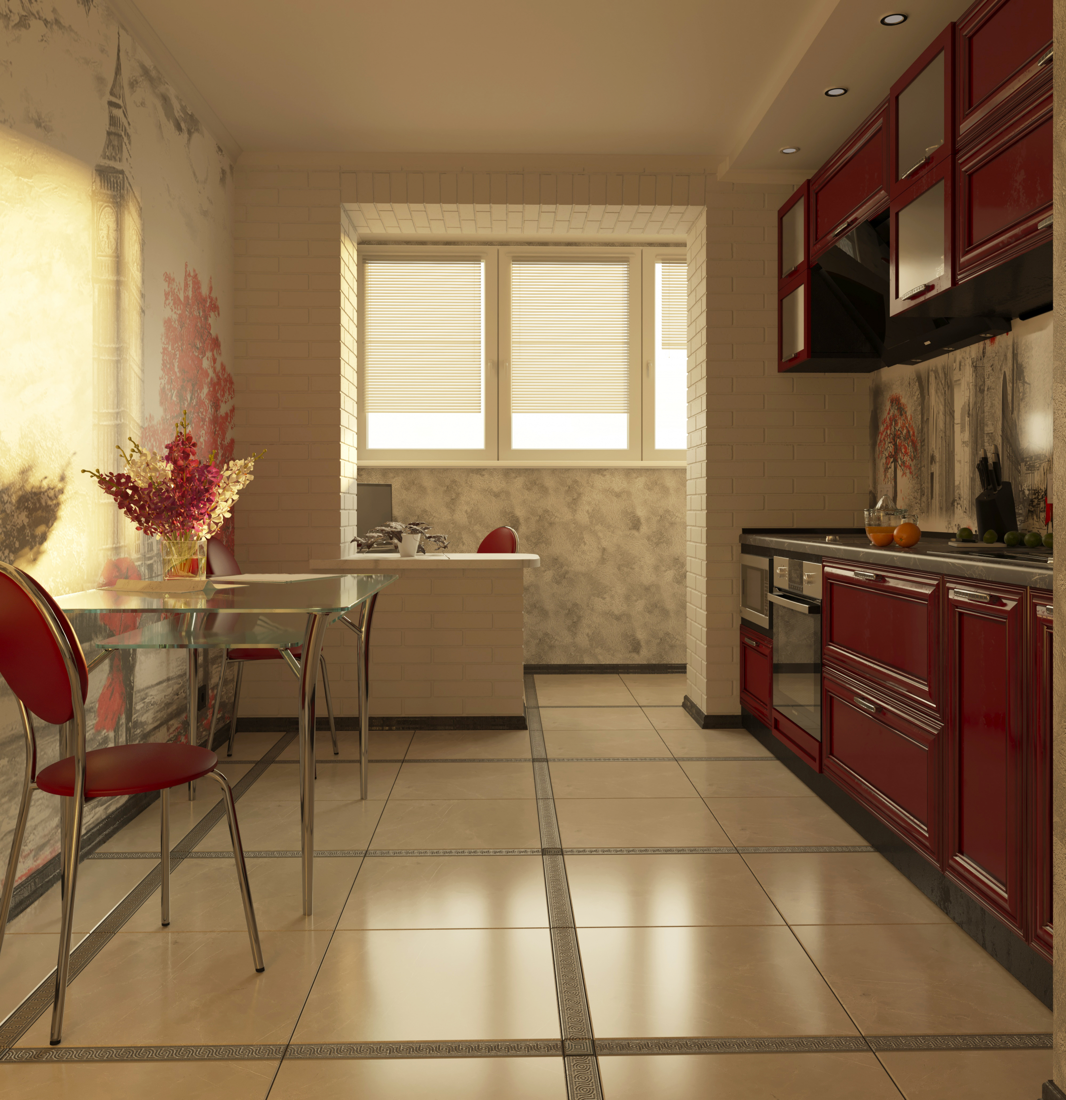 cozinha de dois quartos em 3d max corona render imagem