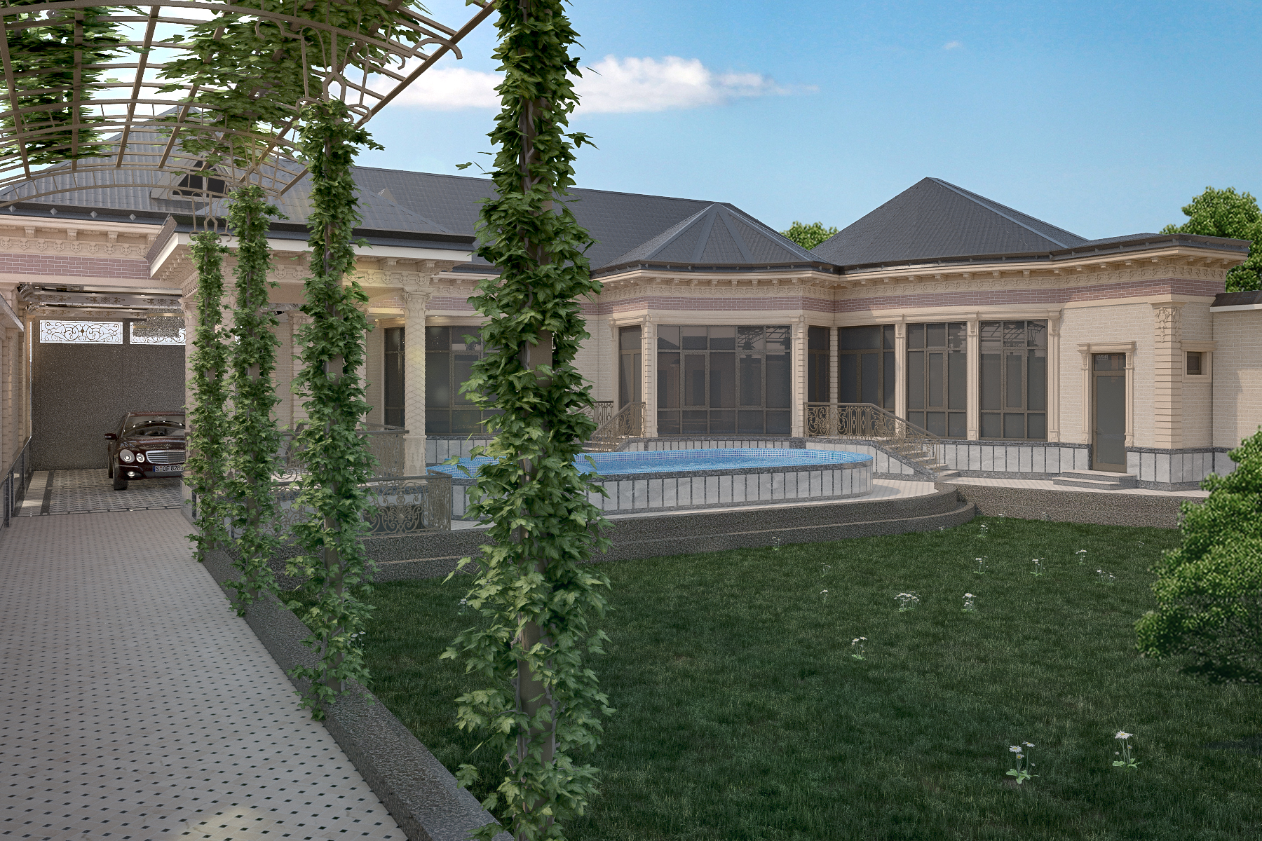 Exterior design-Suburban area in 3d max vray 3.0 image