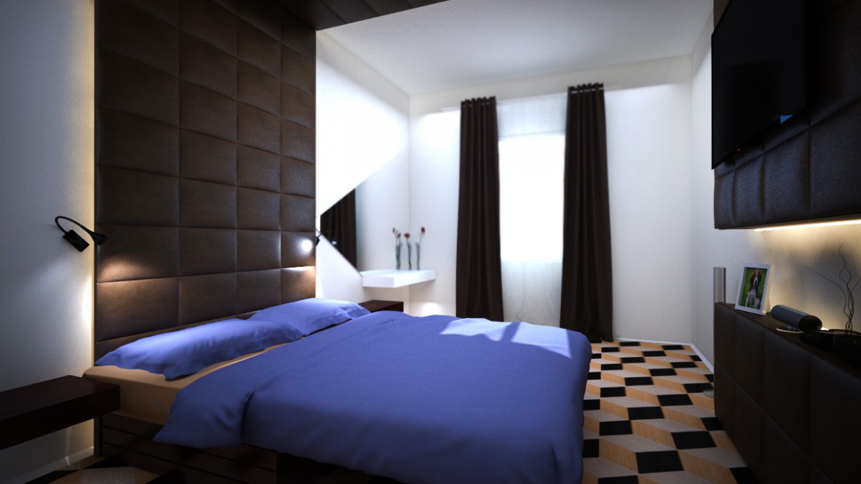 imagen de dormitorio en 3d max vray