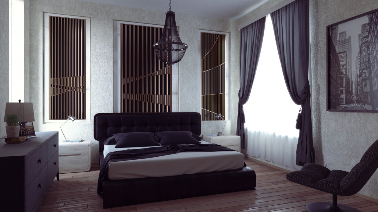 Bedroom in 3d max corona render image