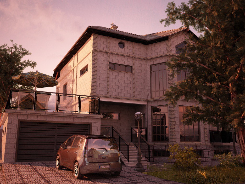 House in Tbilisi. Architect Sergo Shelestov in Cinema 4d vray image