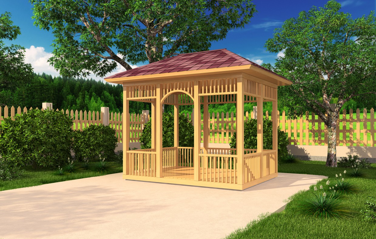 एक सरल आयताकार gazebo... 3d max vray में प्रस्तुत छवि