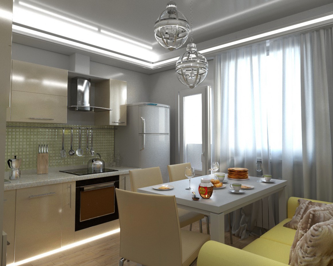 Appartement d’une chambre à Tver. Cuisine dans Cinema 4d corona render image