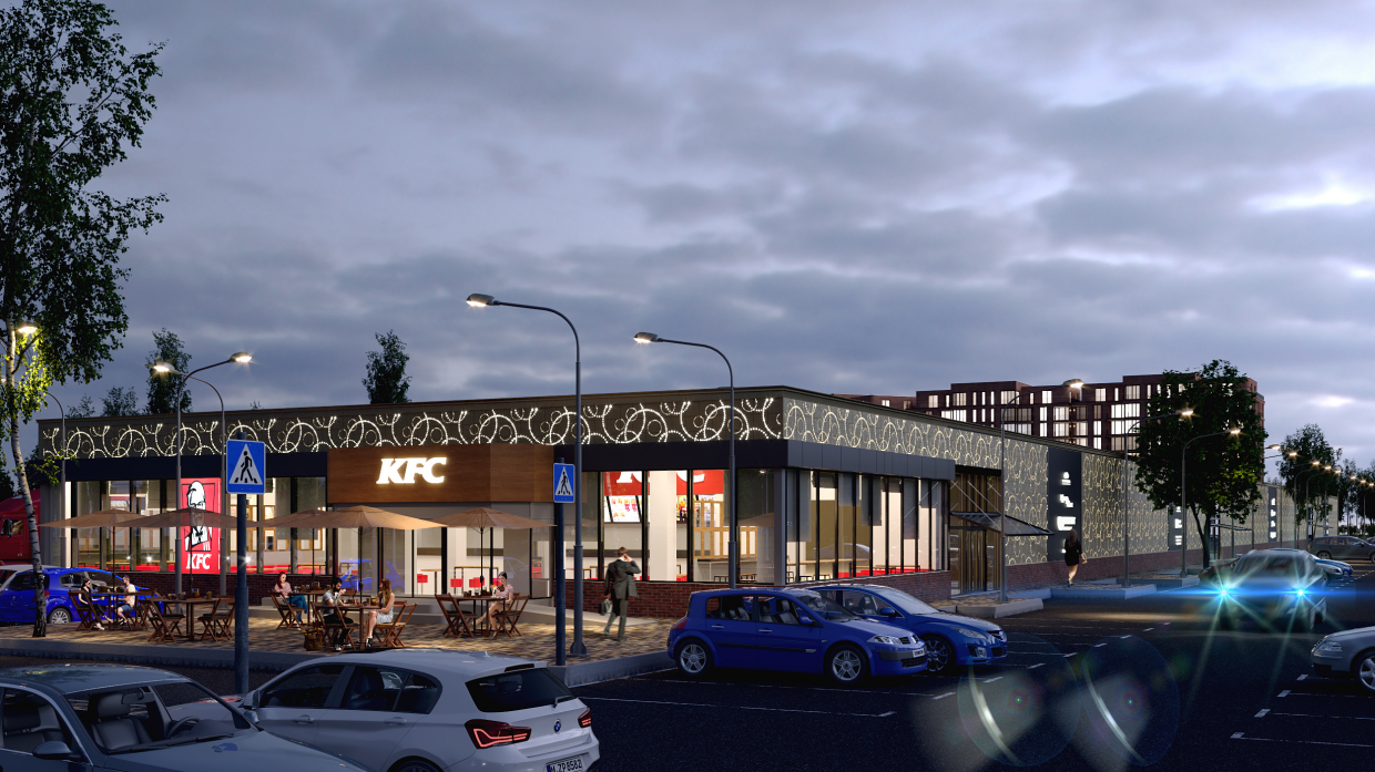 Extérieur du centre commercial dans 3d max corona render image