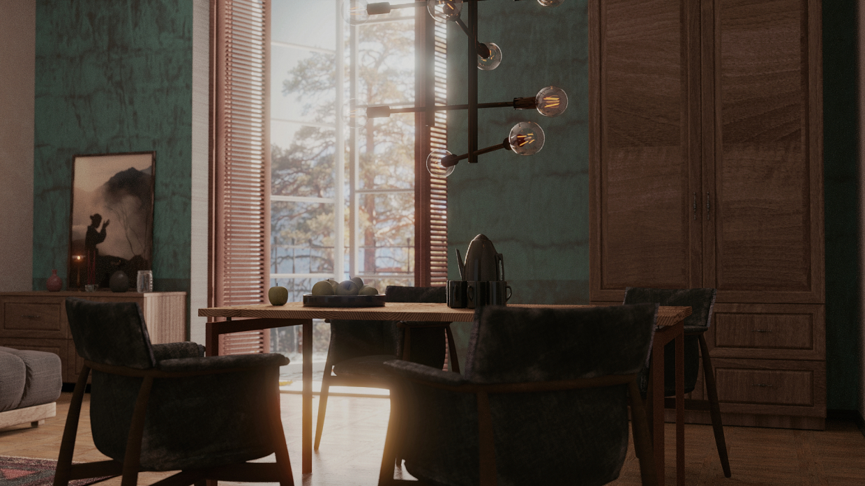 Chambre avec balcon. dans Blender cycles render image