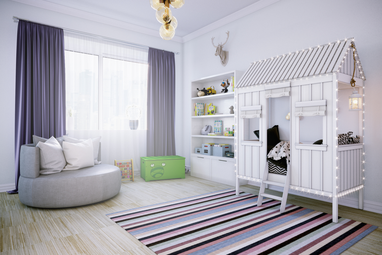 Grande stanza per bambini in 3d max corona render immagine